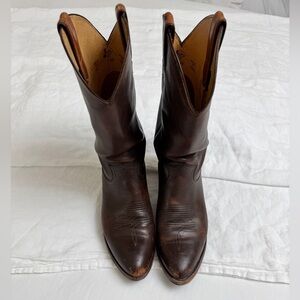 Vintage Brown Leather Justin Western Boots Women’s Size 10.5 Men’s Size 9.5